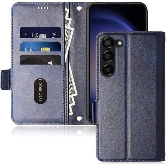 Galaxy S23 Plus Folio Case Flip Cases PU Leather Blue - Picture 1 of 3